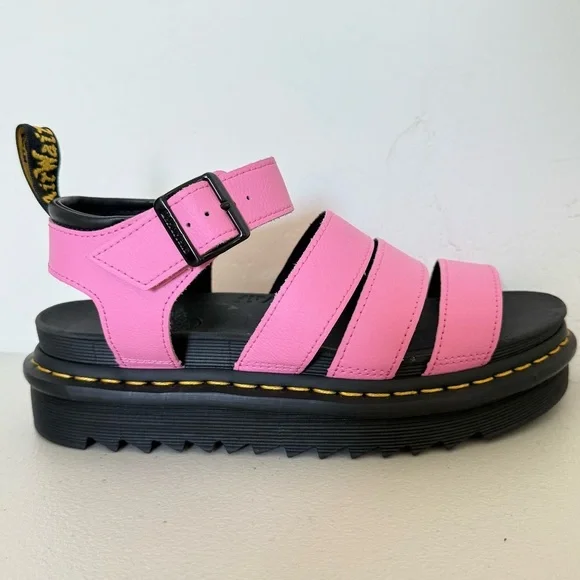 NEW DR MARTENS Pink Leather Blaire Sandals Size EU 39 US 8 - Picture 3 of 8